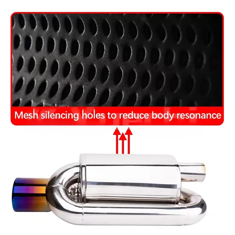 50mm Car Sounds Muffler System S Type Exhaust Pipe Stainless Steel Burnt Blue Rear Tail Throat Car Modification Accessories