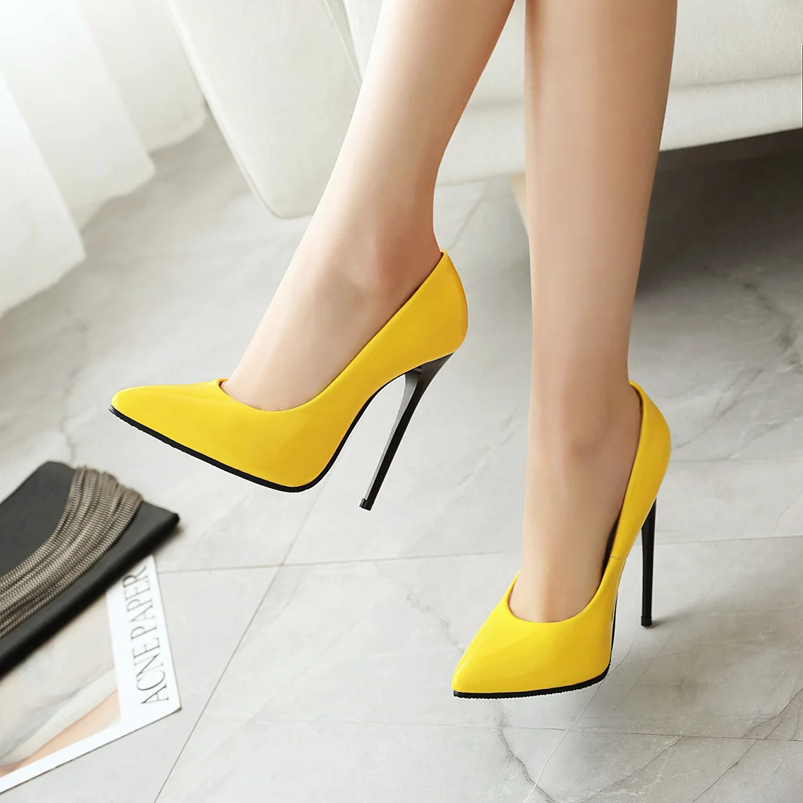

Classic Slim Heels Orange Drag Queen Red Party Wedding Pointed Toe Costume Colorful Stiletto Large Size LGBTQ Women Shoes 34-48
