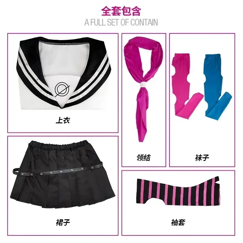 CosplayAnime Danganronpa Mioda Ibuki 코스프레 의상 여성 짧은 치마 스타킹 할로윈 카니발 재미 있은 옷 가발