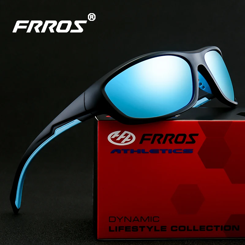 FRROS Brand Polarized Fishing Sunglasses Men's Outdoor Sport Wrap Goggles Photochromic Lens Colorful Mirror Shades Eyewear UV400