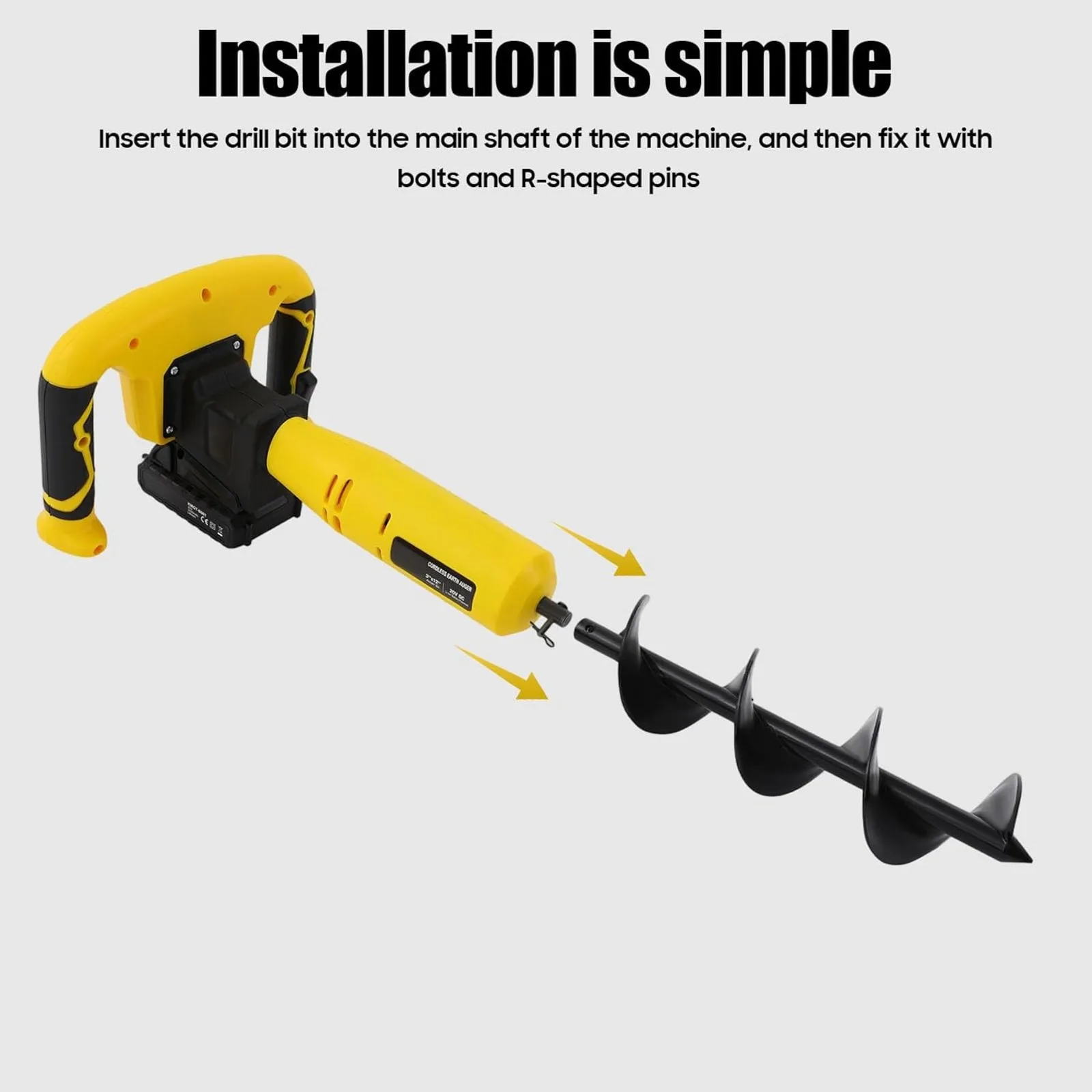 20V Cordless Electric Post Hole Digger, W/ Charger | 550RPM Electric Hole Digging Machine for Digging, Planting, Fencing, Lightweight and Portable Design