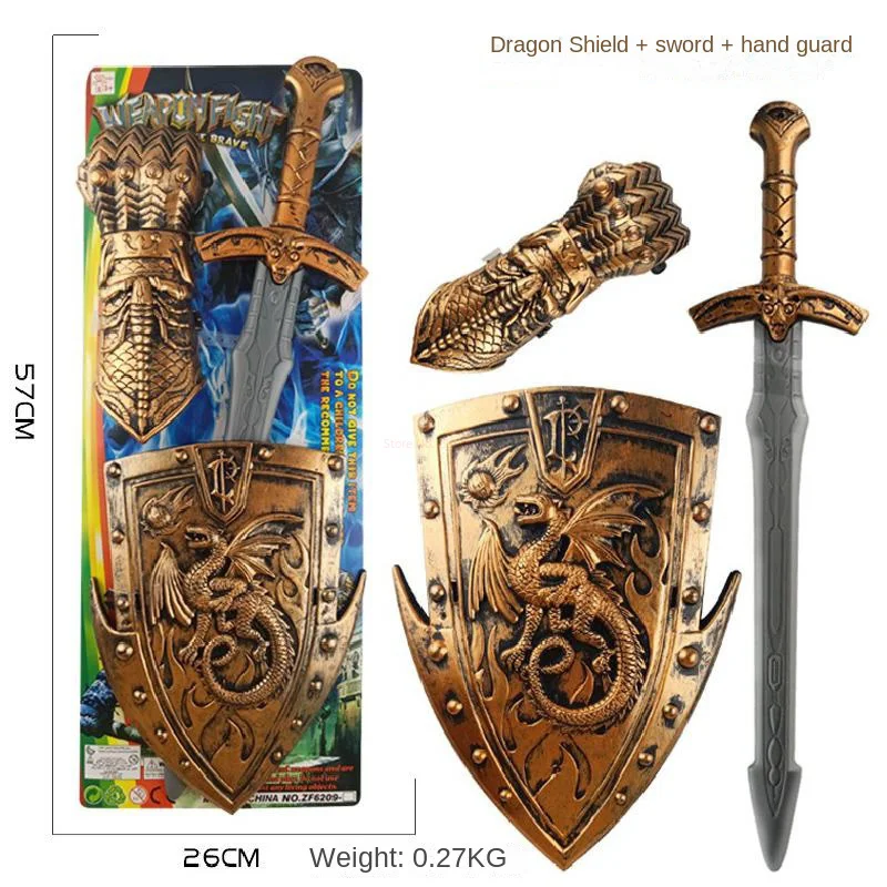 Children Toy Weapon Shield Sword Hand Stage Performance Ancient Costume Acting Props Cosplay Accessories Plastic Safety Toy Gift