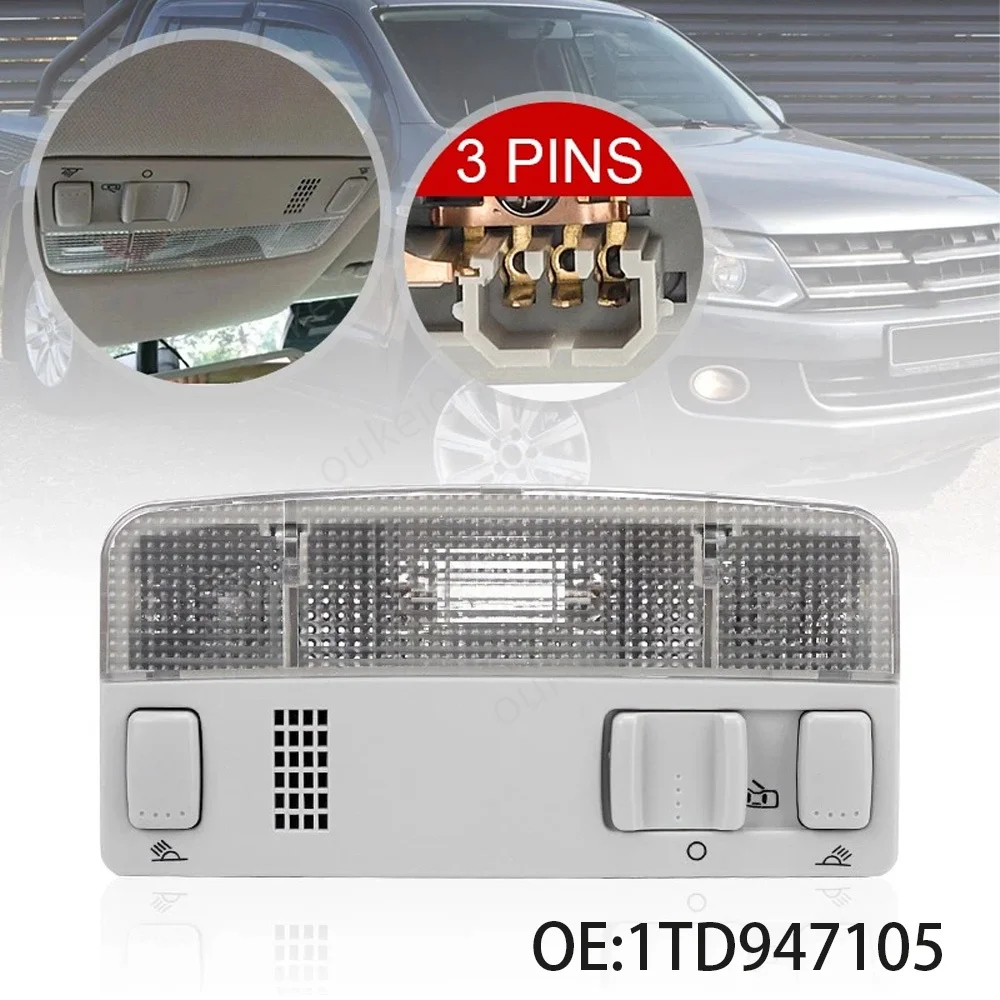For VW Passat B5 Jetta Golf SEAT Toledo SKODA Fabia Octavia 1997-2015 1TD947105 Gray Overhead Reading Lamp Switch Button