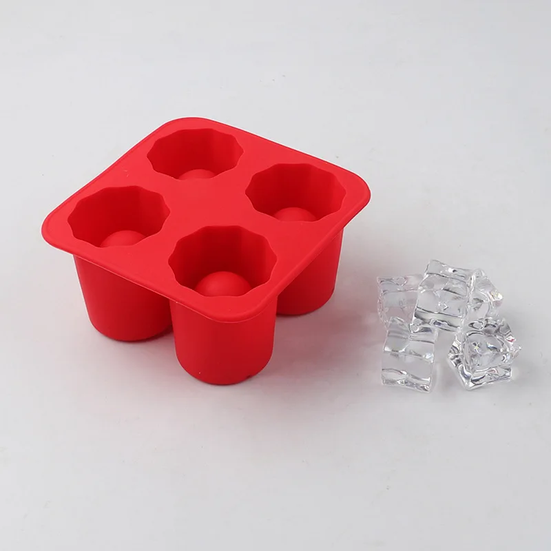 Silikon Eiswürfel Form Vier Loch Presse Eis Block Maker Kreative Runde Tasse Form Eis Formen für Whiskey Bier Bar Küche Werkzeuge