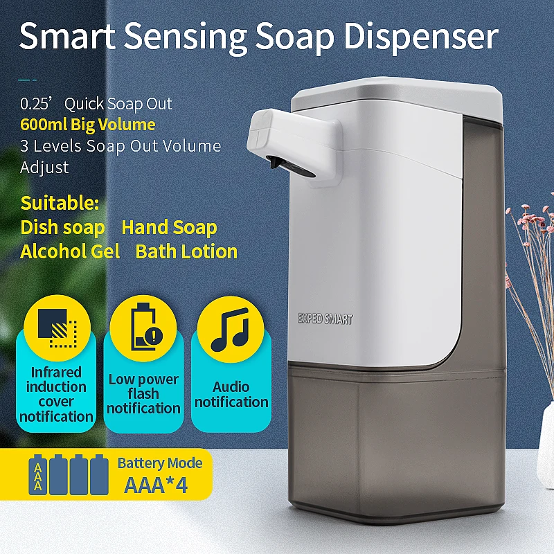 600ml New Foam Hand Washing Machine Automatic Induction Soap Dispenser Intelligent Electric Press Free Soap Dispenser