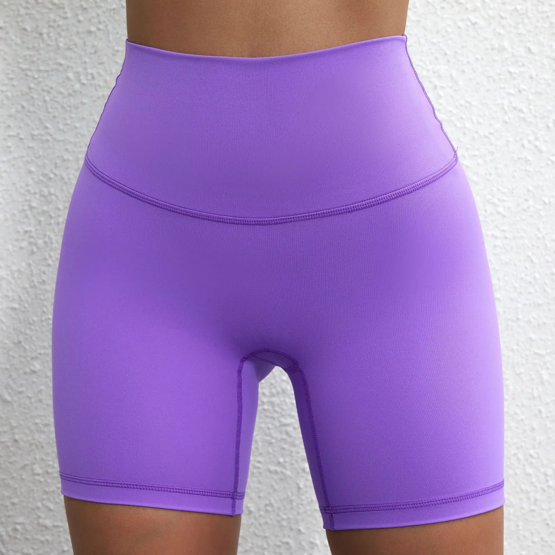 LezyanXR Naked Without Awkward Lines High Stretch Tight Yoga Double-sided Brushed Sports Quarter Length Shorts Inner Pocket