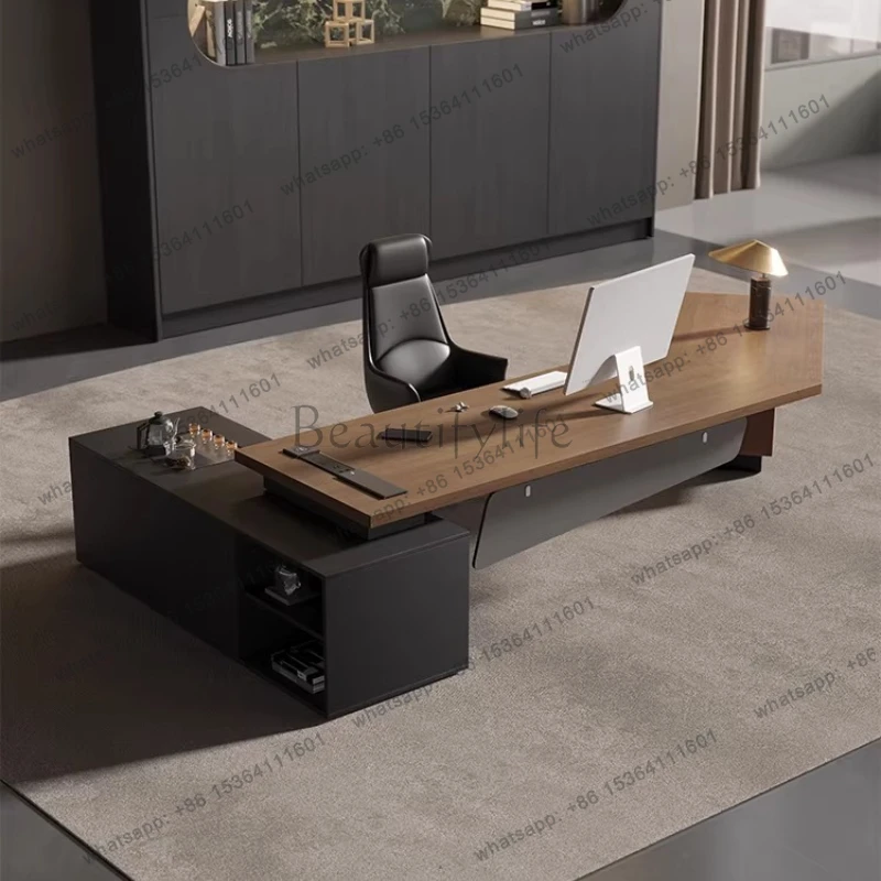 

solid wood luxury Computer desk bureaux de travail Modern high-end design office table l shaped desk escrivaninha furniture