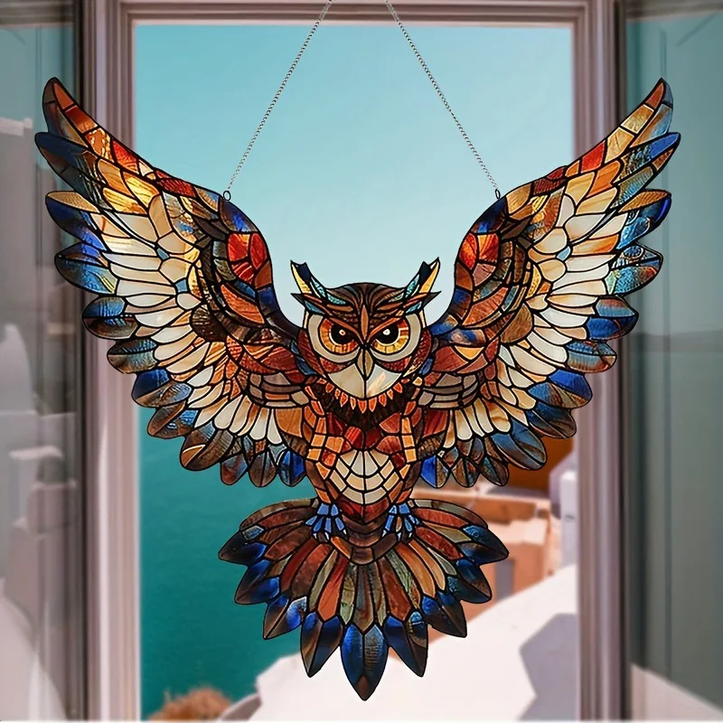 

Color owl catcher window hanging porch with chain multi-functional home hanging wall decoration