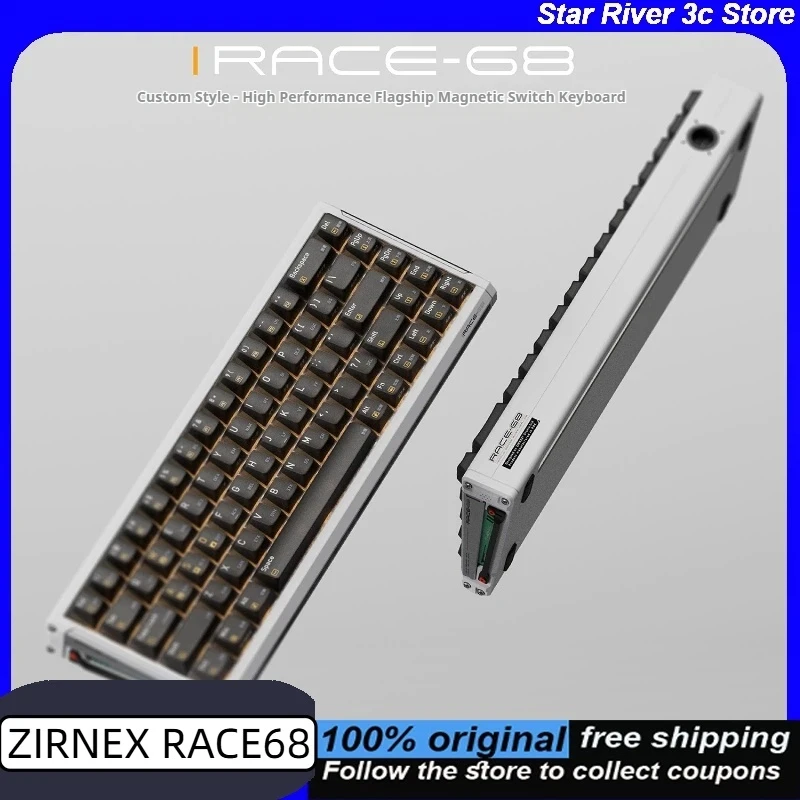 

ZIRNEX RACE68 Клавиатура с магнитным переключателем 8k RT0.005 мм 0,125 мс с низкой задержкой Эргономичная игровая клавиатура на заказ FPS Подарки для парня