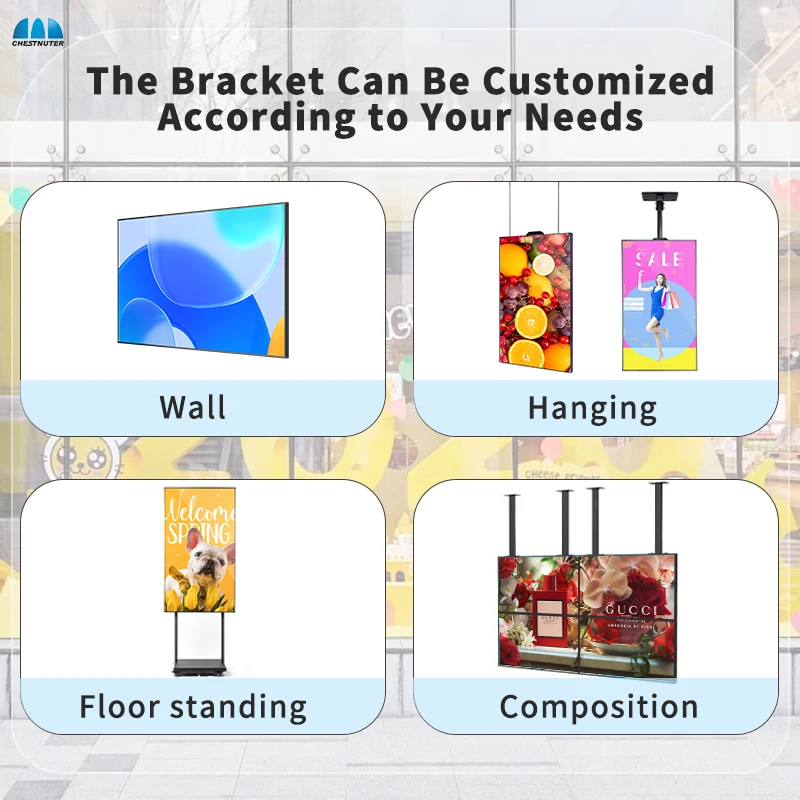 32 43 Poster semi-esterno da 55 pollici Monitor Android Lettore pubblicitario Display LCD Schermo Vetrina del negozio di segnaletica digitale