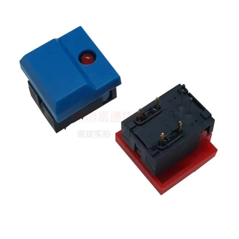 Square Switch PB86-B1 Large Cap without LED 4Pins/  with LED 6Pin  Momentary SPDT Push Button Switch For Stage Control Equipment