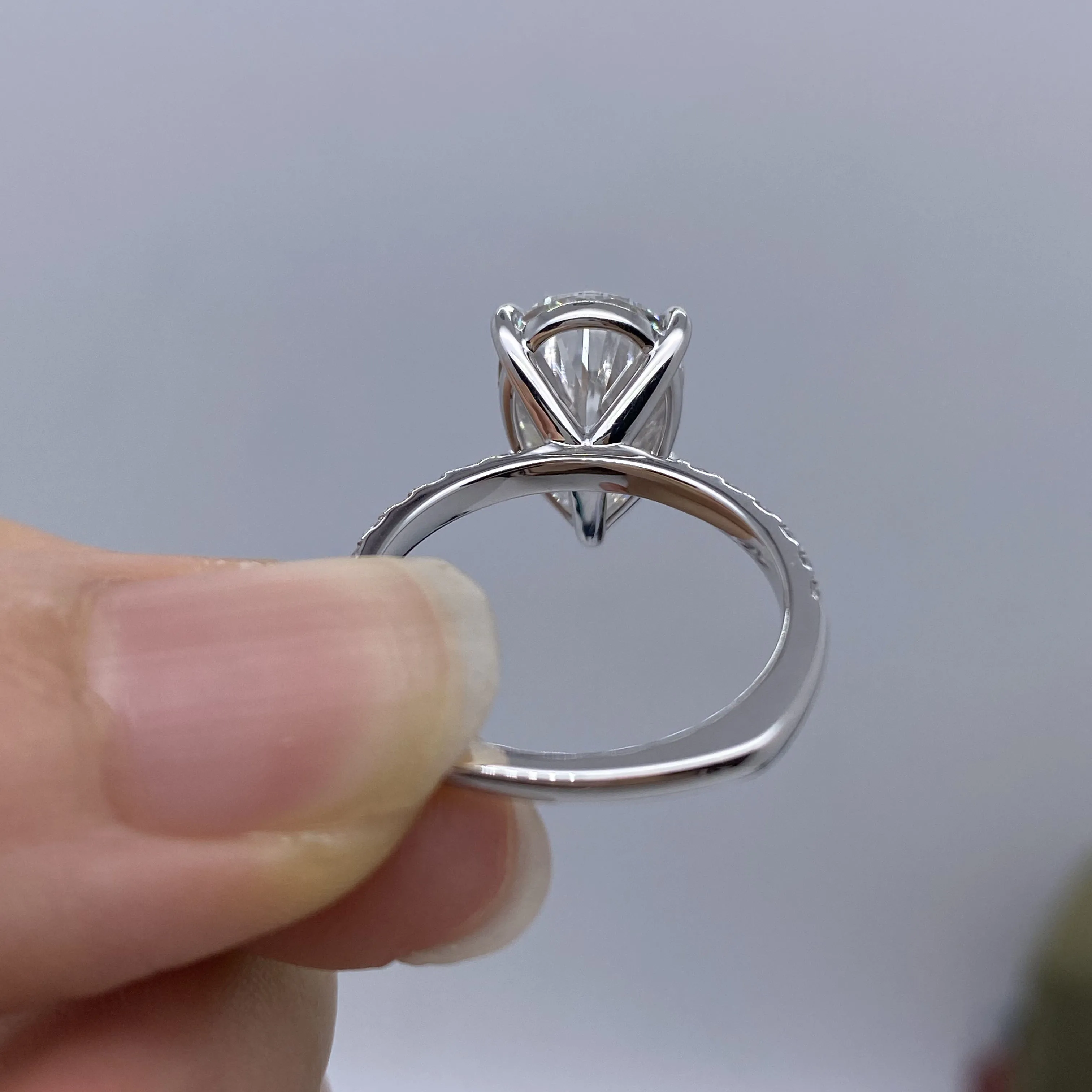 قطع الكمثرى 5CT الحجر الرئيسي CVD HPHT DEF VS-VVS IGI مختبر نمت الماس اليورو عرقوب تمهيد الإعداد البلاتين 950 خاتم الزواج لسيدة