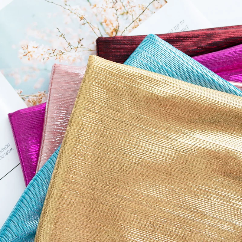 Shiny Silk Beauty Stripe Pit Stripe Drawstring Stretch Knit Hot Stamping Fabric Laser Bright Color Dance Skirt Clothing Fabrics