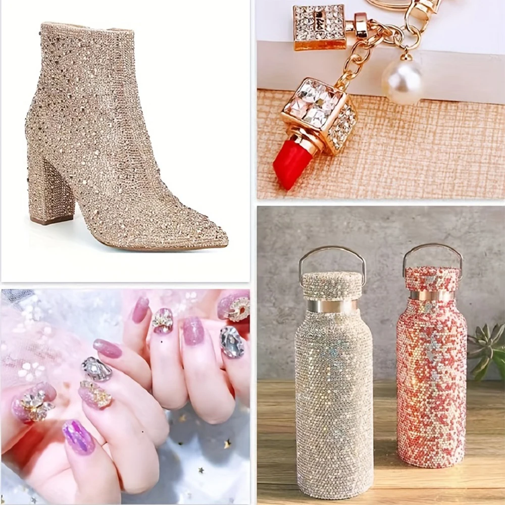 1440 個ネイルクリア/AB ガラスストラスヒラタクリスタルラインストーン (SS3-SS30)3D ネイル宝石非ホットフィックスネイルラインストーン