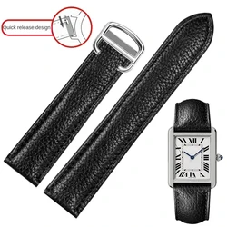 Pebbled Leather Watch Strap Substitute for Tank Tank, Square Must London Series Cowhide Strap, 17mm, 20mm, 22mm, 23mm, 25mm