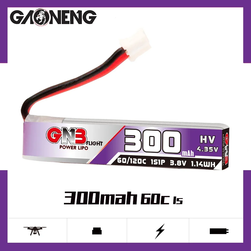 

GNB 300 мАч 1S 3,8 В 60C ph2.0 мини-самолет с полой чашкой FPV модель DIY литиевая батарея LiHV