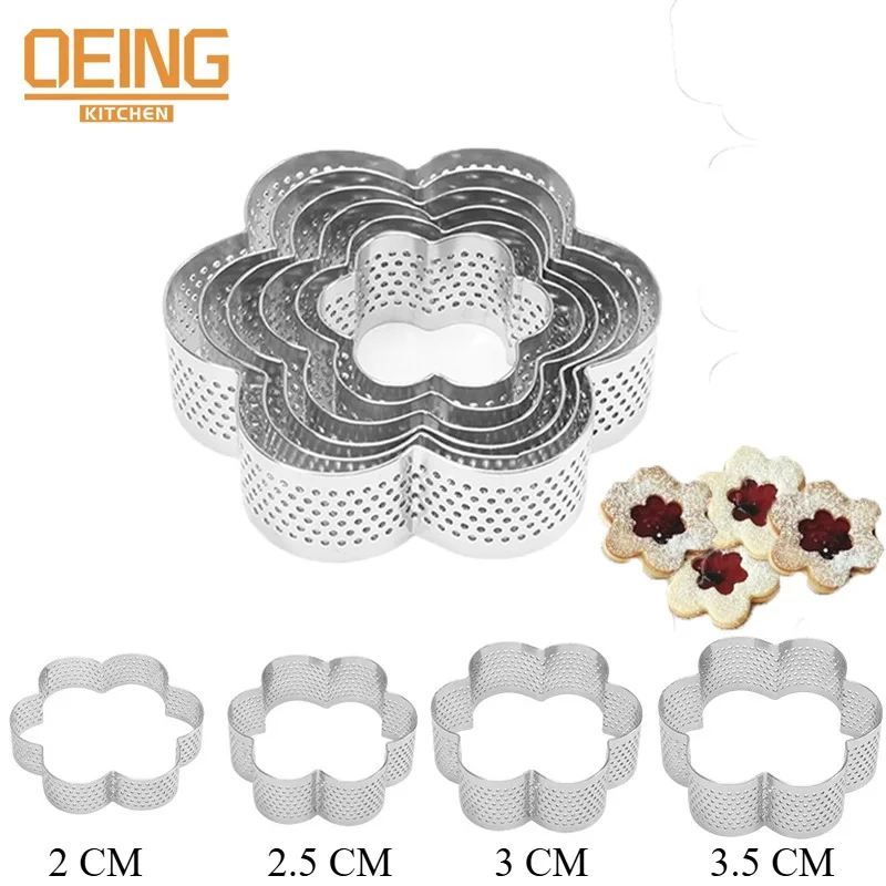 

6Pcs Mini Flower Cookie Cutter Set Stainless Steel Biscuit Cutters for Baking Tart Rings Pastry Pie Mold Kitchen Baking Set