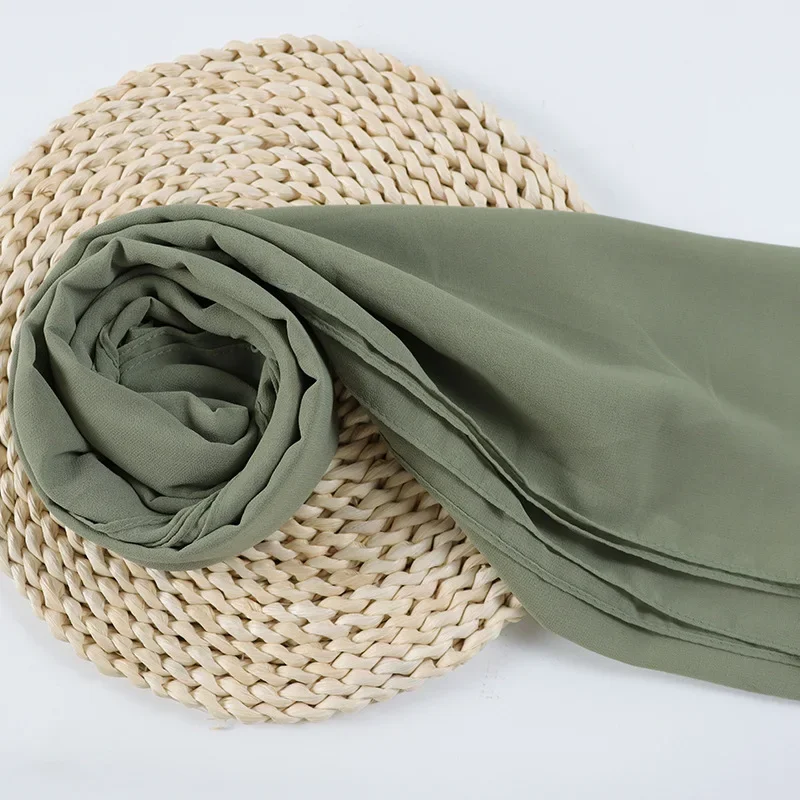 

Elegant Solid Color Pearl Chiffon Scarf - Muslim Hijab, Arabic Headscarf for Women, Lightweight & Soft Shawl Wrap