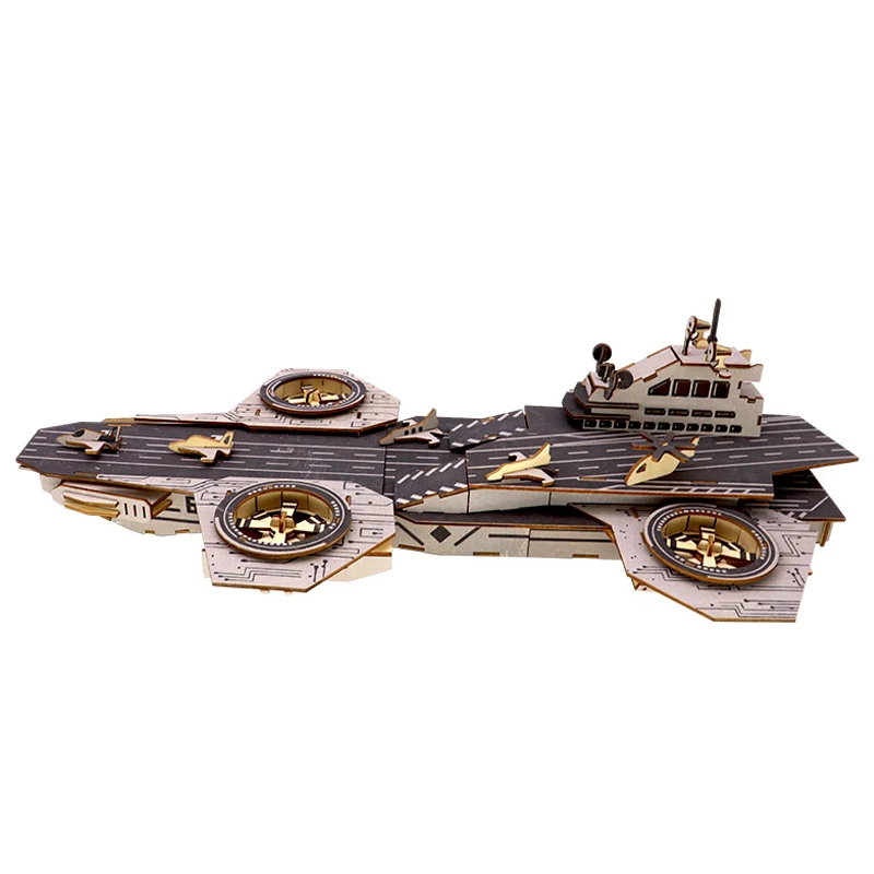 3D Wooden Puzzle Helicarrier Model Kits DIY Laser Cutting Wood Jigsaw Kids Educational Toys For Children Boys Gift