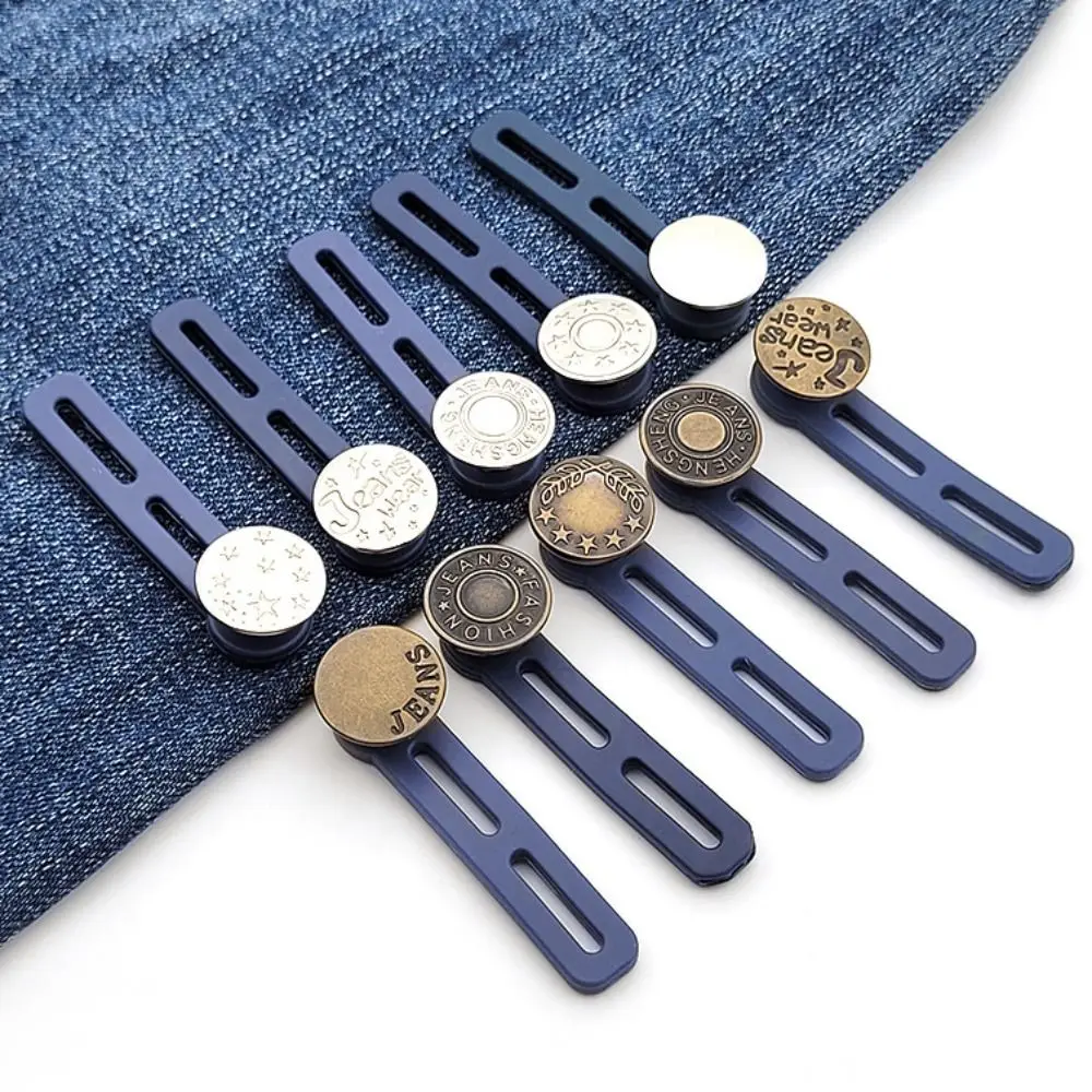 6Pcs Sewing Accessories Jeans Retractable Button Retractable Adjustable Pants Extender Buckles Metal Sewing Buttons Unisex