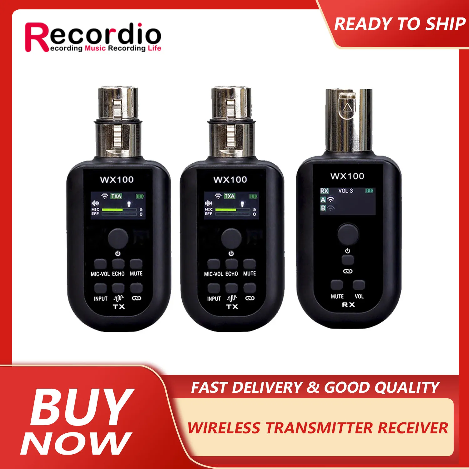 

GAW-WX100 One-to-two microphone wireless UHF transmitting and receiving system with noise reduction volume reverberation silent