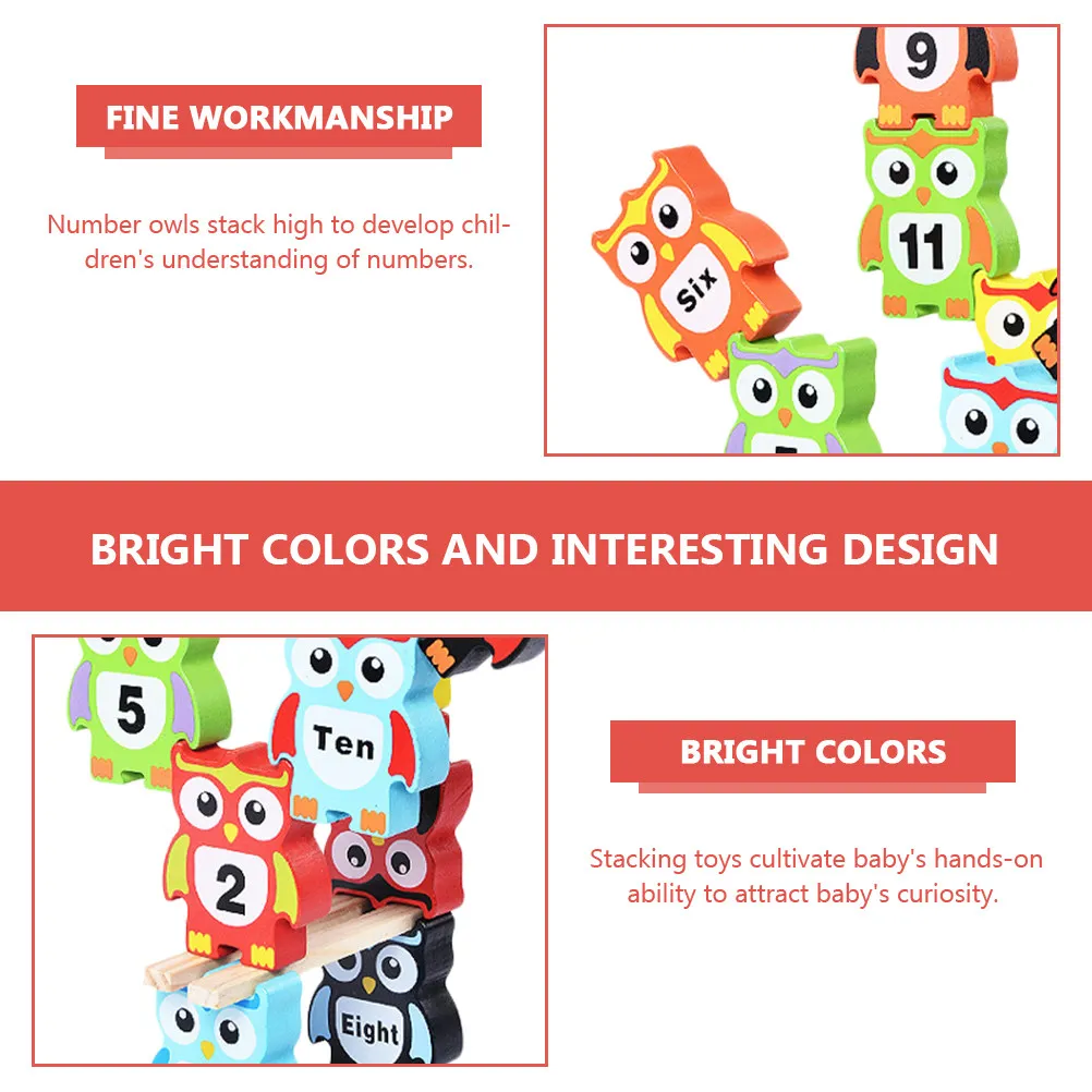 

1Set Wooden Owl-Shaped Stackable Educational Building Set for Toddlers Early Learning Baby