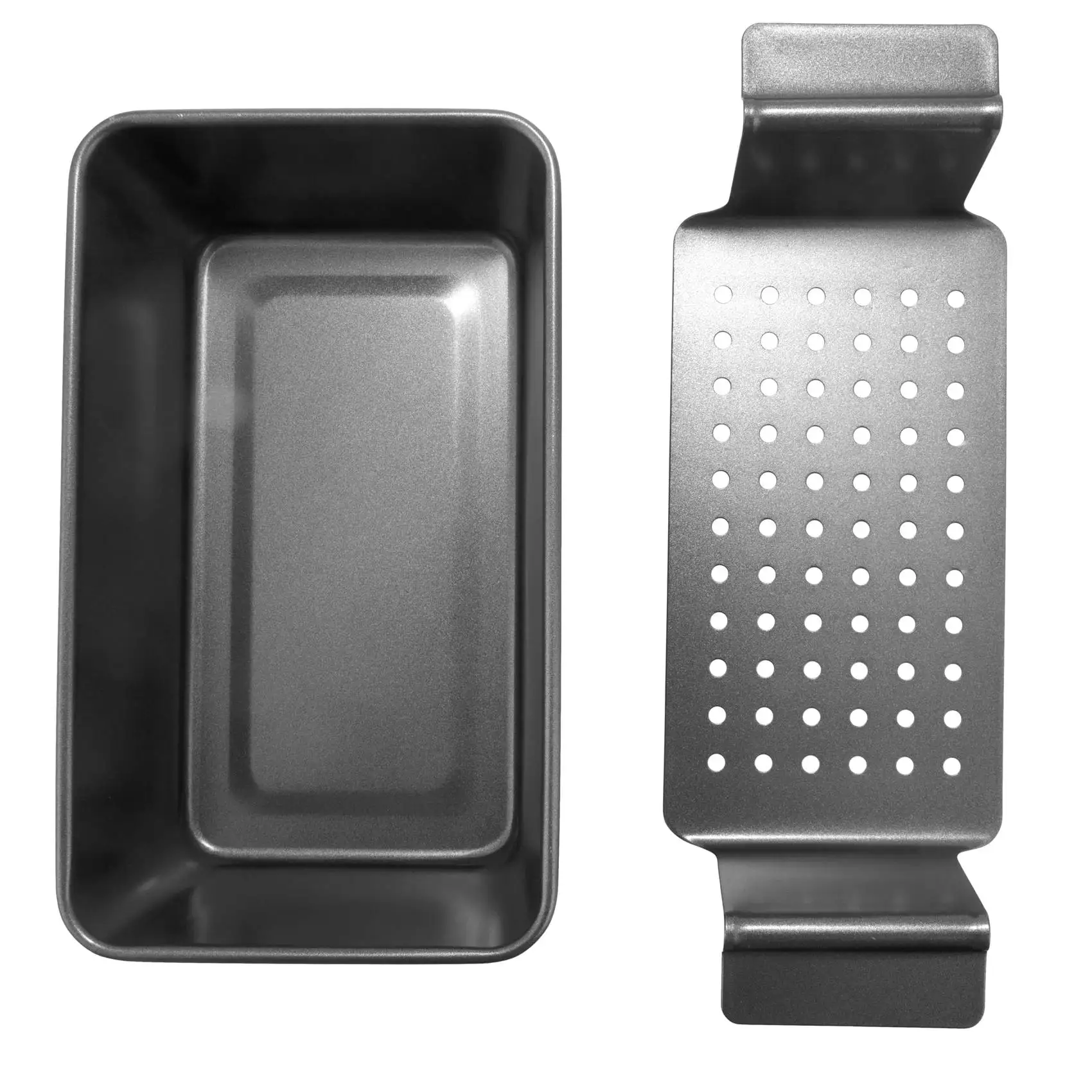 12 Polegada chicago metálico profissional saudável pan de carne antiaderente bandeja de churrasco retangular pan com rack de inserção