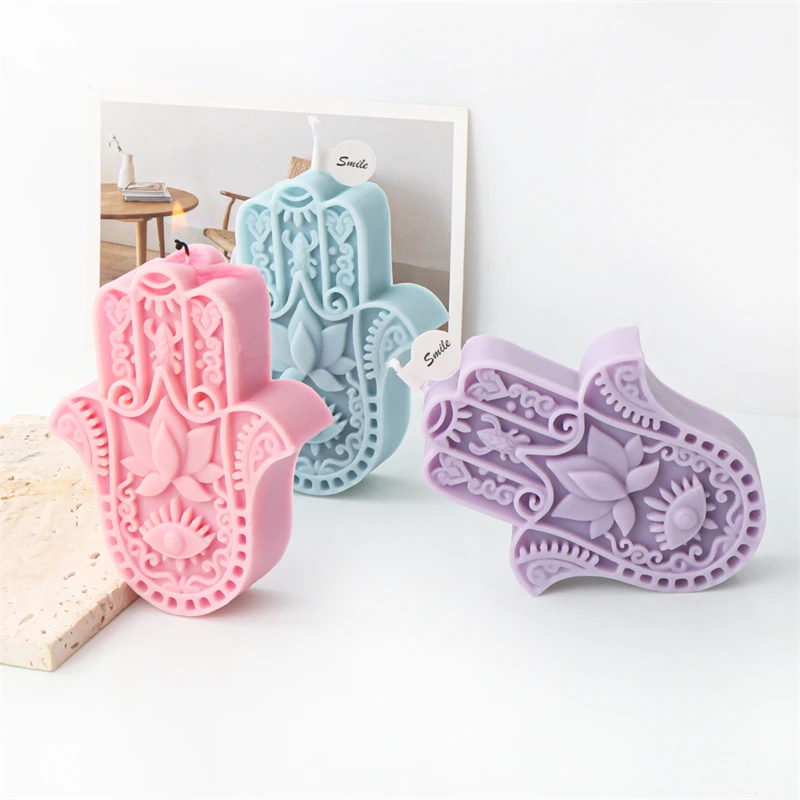 1pc DIY Silicone Candle Mold, Hamsa Hand Shaped Silicone Mould For Soap Resin, Candle Making Supplies Tool