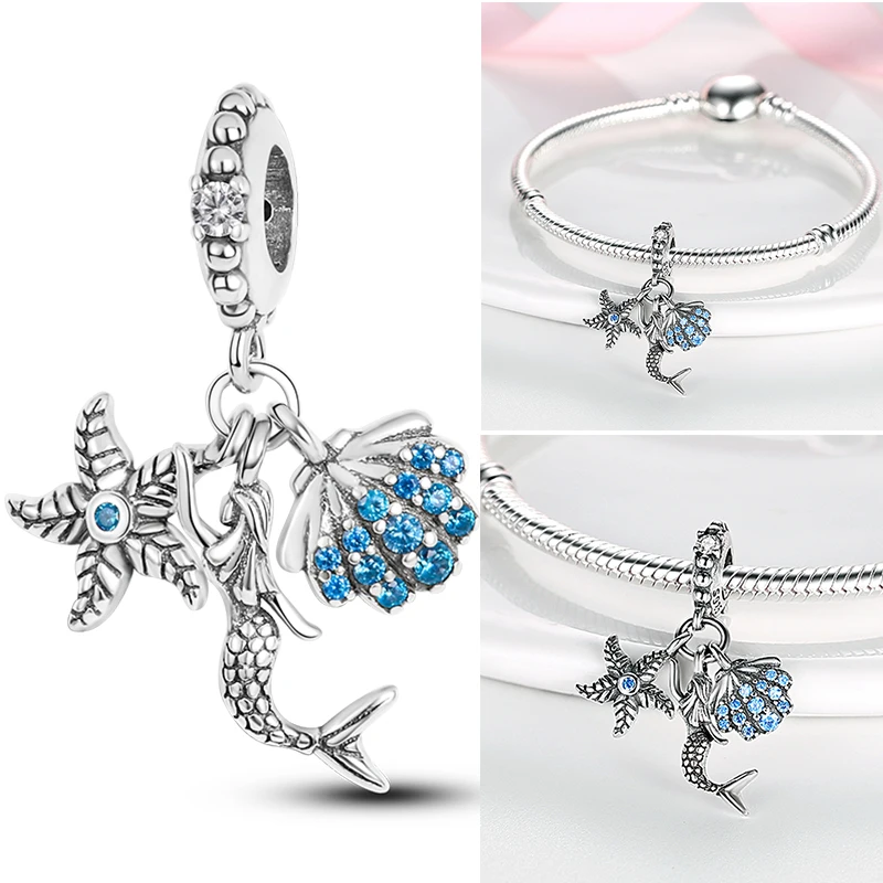 NEU 2026 925 Sterling Silber Anhänger Ozean Schildkröte Strand Frucht Muschel Blau Passend für Original Armreif Armband Halskette DIY Schmuck Geschenk – Detail 36