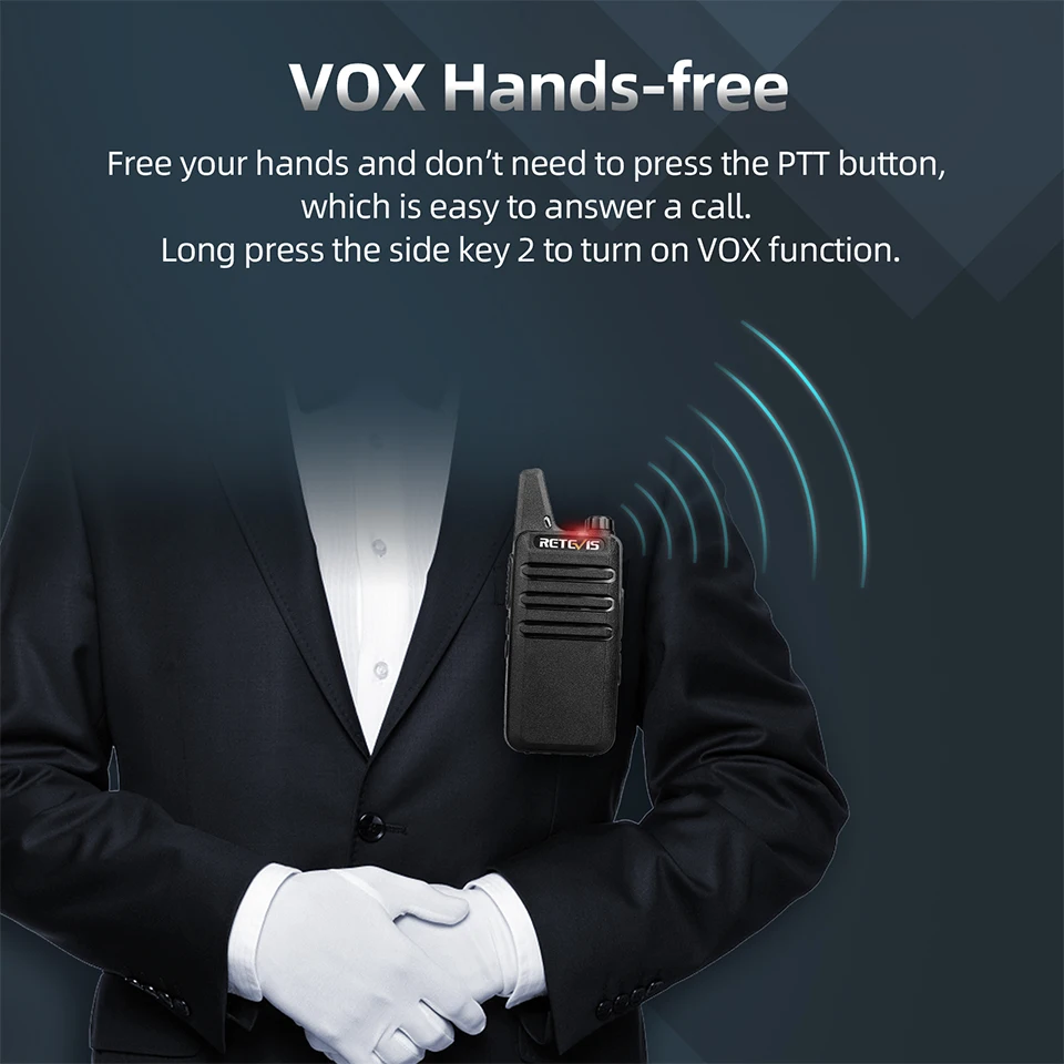 RETEVIS-Mini Talkie Walperforé PMR 446, Radio Portable Bidirectionnelle, PrintPTT, RT622, pour la html, 73RT22, 2 Pièces