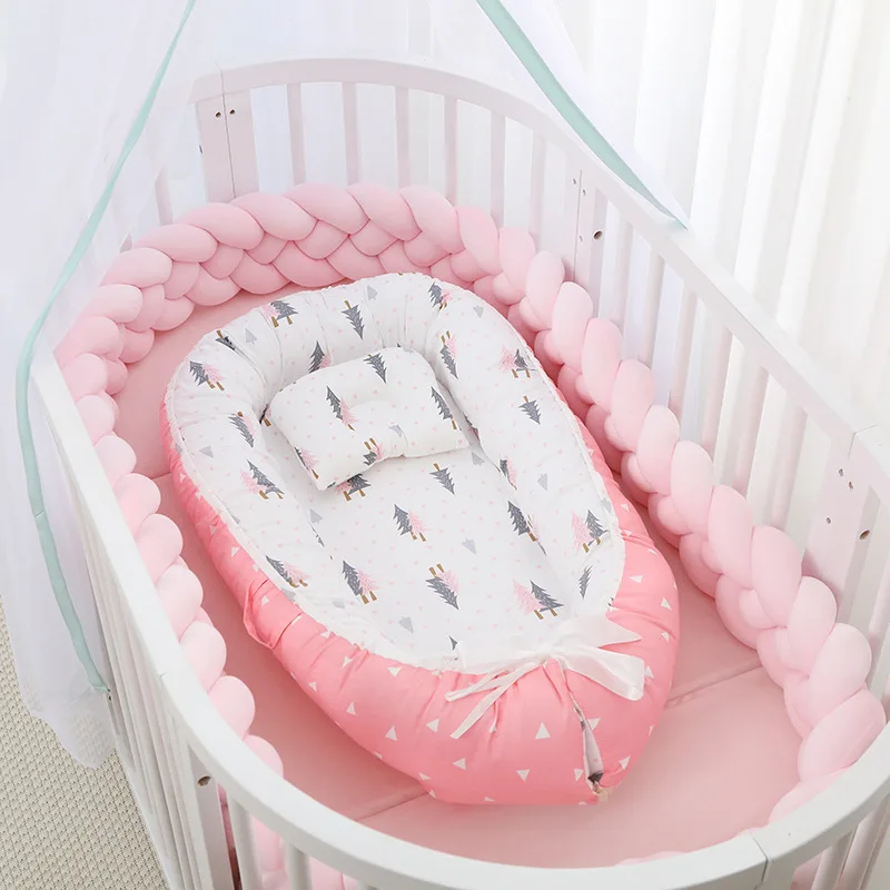 Baby Cotton Nest Bed Newborn Portable Crib Lounger for Boys Girls Infant Bassinet Bumper Soft Travel Bed Birth Gift