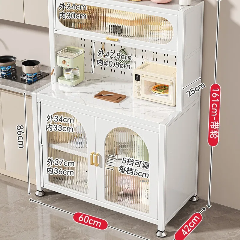 ชั้นวางของในครัวสูงจากพื้นจรดเพดานหลายชั้นในครัวเรือนมัลติฟังก์ชั่นที่เก็บของในตัวติดผนังตู้ชาม