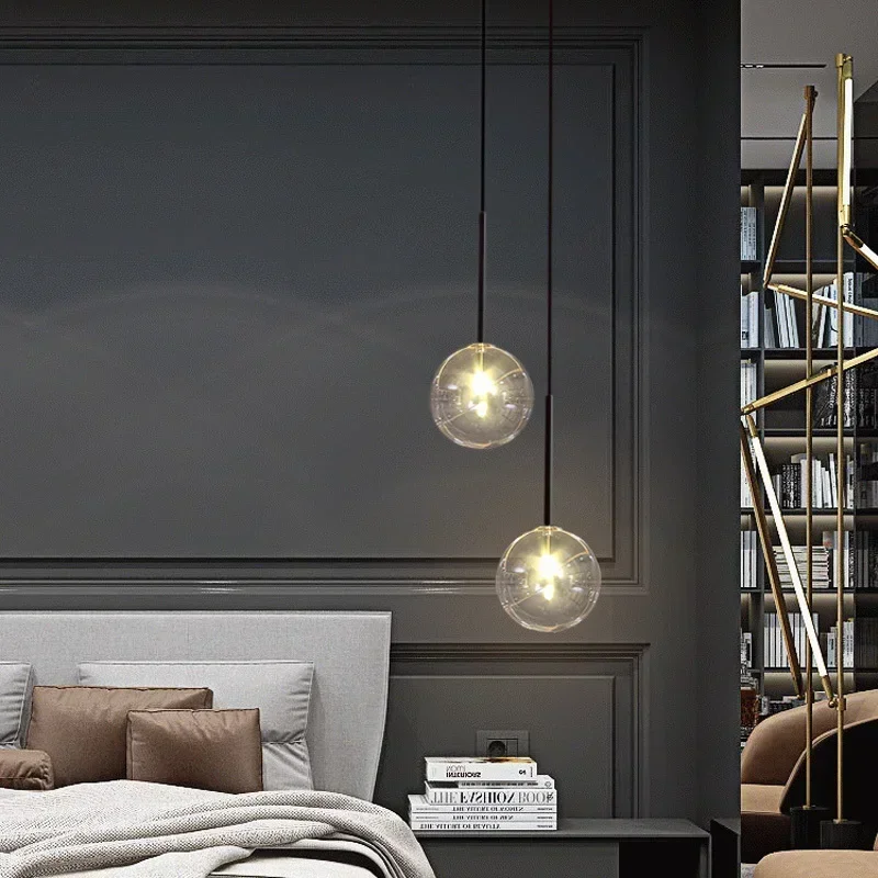 

Светодиодные большие роскошные люстры, подвесные светильники для вестибюля, лестницы, декор ресторана, столовой, черный подвесной светильник, стеклянный шар