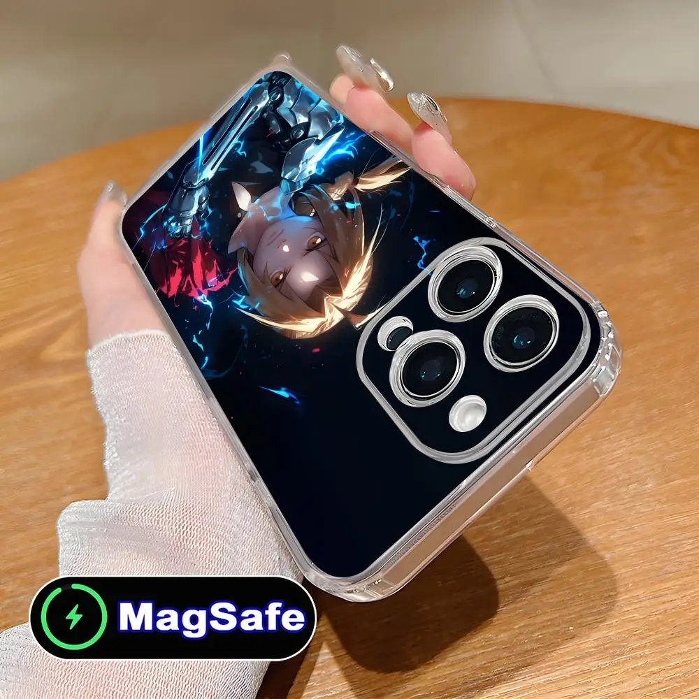 

Стальной чехол для телефона Эдварда Элрика для iPhone 17, 16, 15, 14, 13, 12, 11 Air Pro Max Plus Mini Magsafe, прозрачный красочный чехол, роскошный