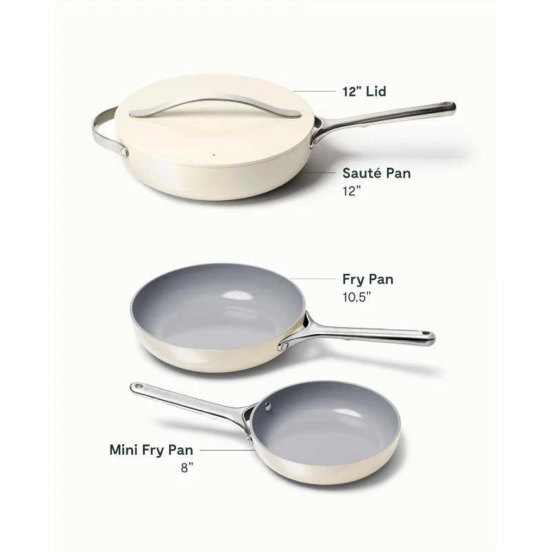 Fry Pan Trio - Non-Stick Frying Pans (10.5” & 8”) & Non-Stick Saute Pan - Non Toxic, PTFE & PFOA Free