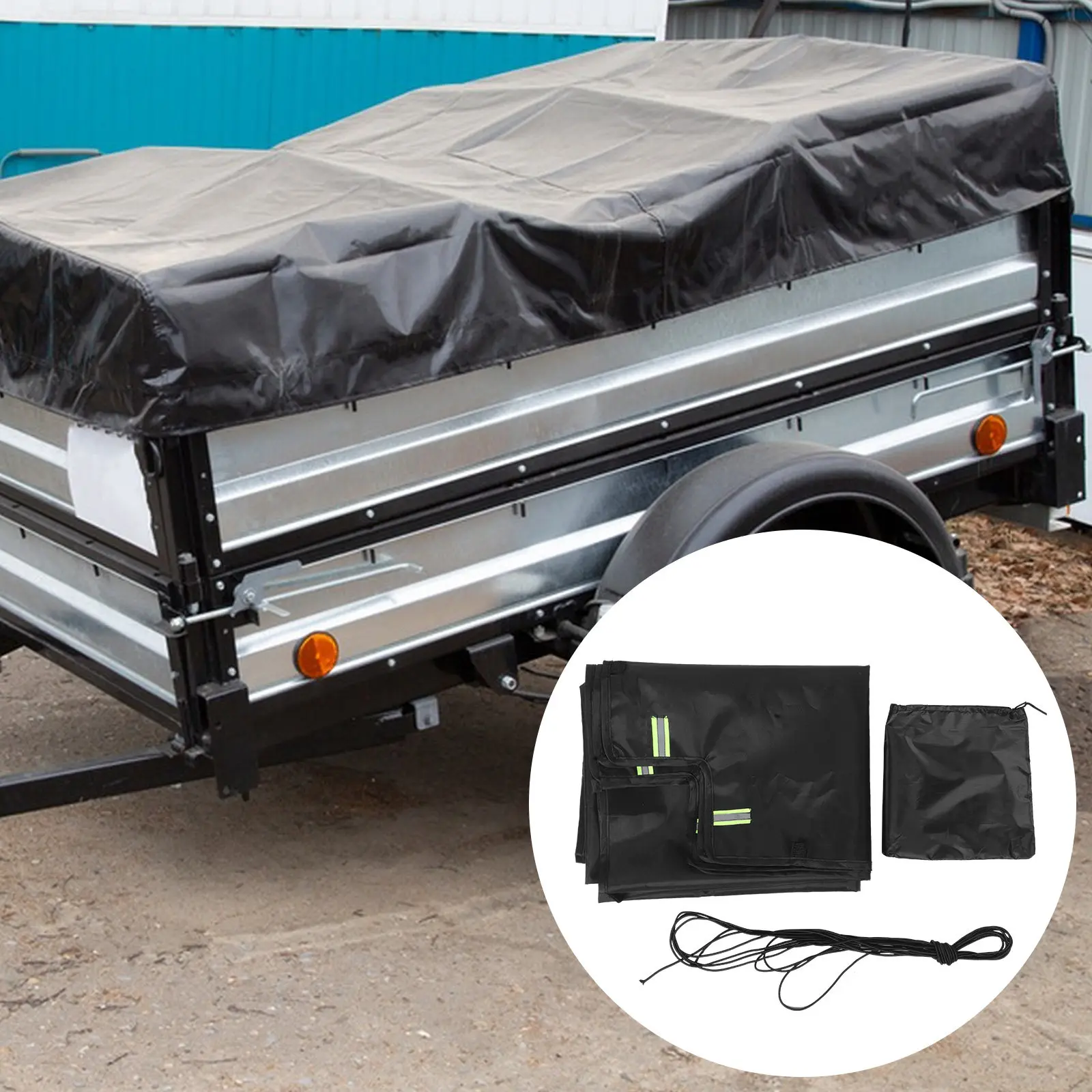 

Oxford Fabric Utility Trailer Cover Heavy Duty Waterproof Pickup Truck Bed Protector Foldable Outdoor Cart Wagon Shade