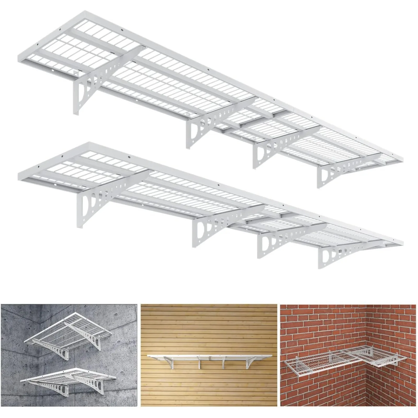 

US Garage Storage Shelving Wall Mounted, 4 Pack 1.5x3.8ft, Loads 1000 lbs Heavy Duty Sturdy Shelves, Strong Garage Organiser,