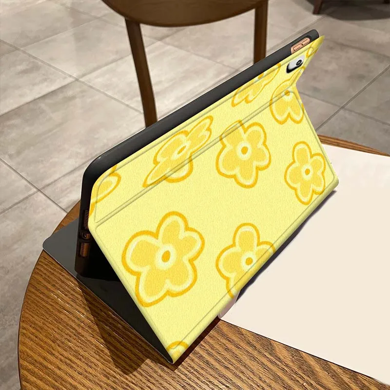 Cartoon-Blumen-Doodle-Muster für iPad Pro 7 8 9 Gen 2 11 13 5. 6. 10. 11. M5 M4 12.9 10.9 10.2 Zoll 2024 2025 Tablet-Hülle