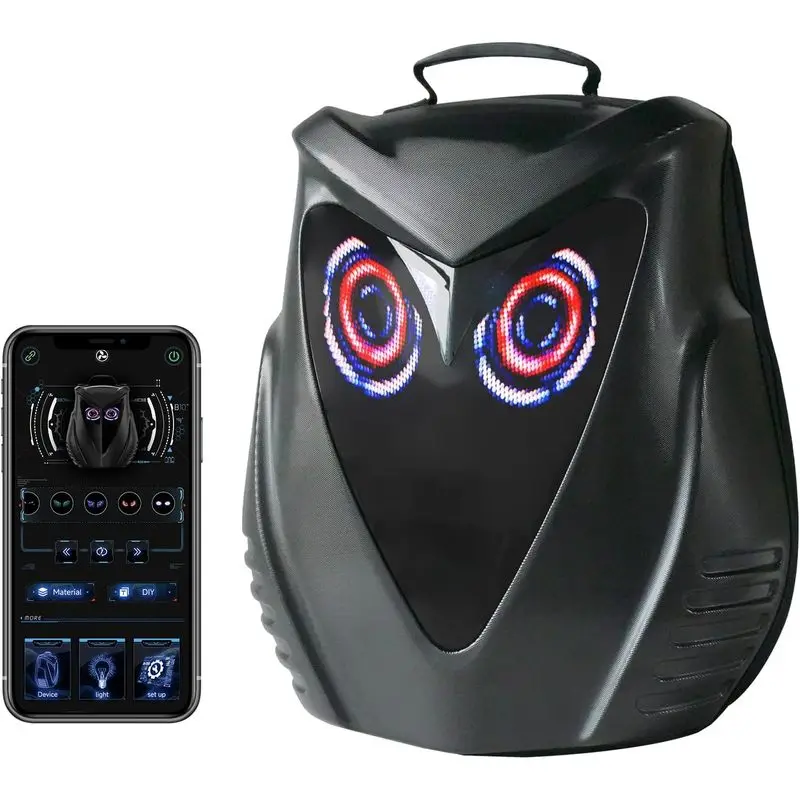 Motorcycle Backpack for Men, LED With DIY Programmable Full Color Screen, Hard Shell  Waterproof Helmet Bag Laptop