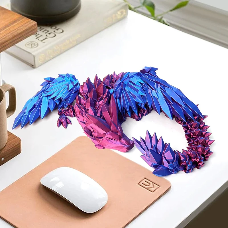 1Pc 3D Printed Feilong Living Room Ornaments PLA Multi-jointed Movable Dragon With Wings Tabletop Home Decoration