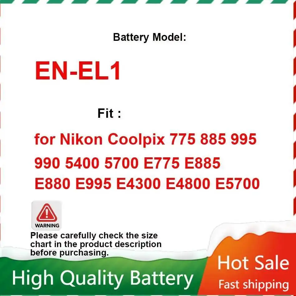 1100Mah EN-EL1 Portable For Nikon Coolpix 775 885 995 990 5400 5700 E775 E885 E880 E995 E4300 E4800 E5700 Camera Battery Robust