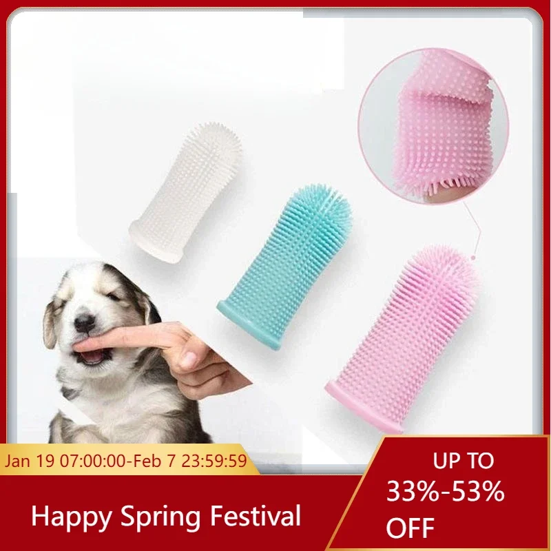 Pet Silicone Finger Toothbrush Prevent Bad Breath Dental Super Soft Toothbrush Non-toxic Gingival Care Dog Cleaning Supplies