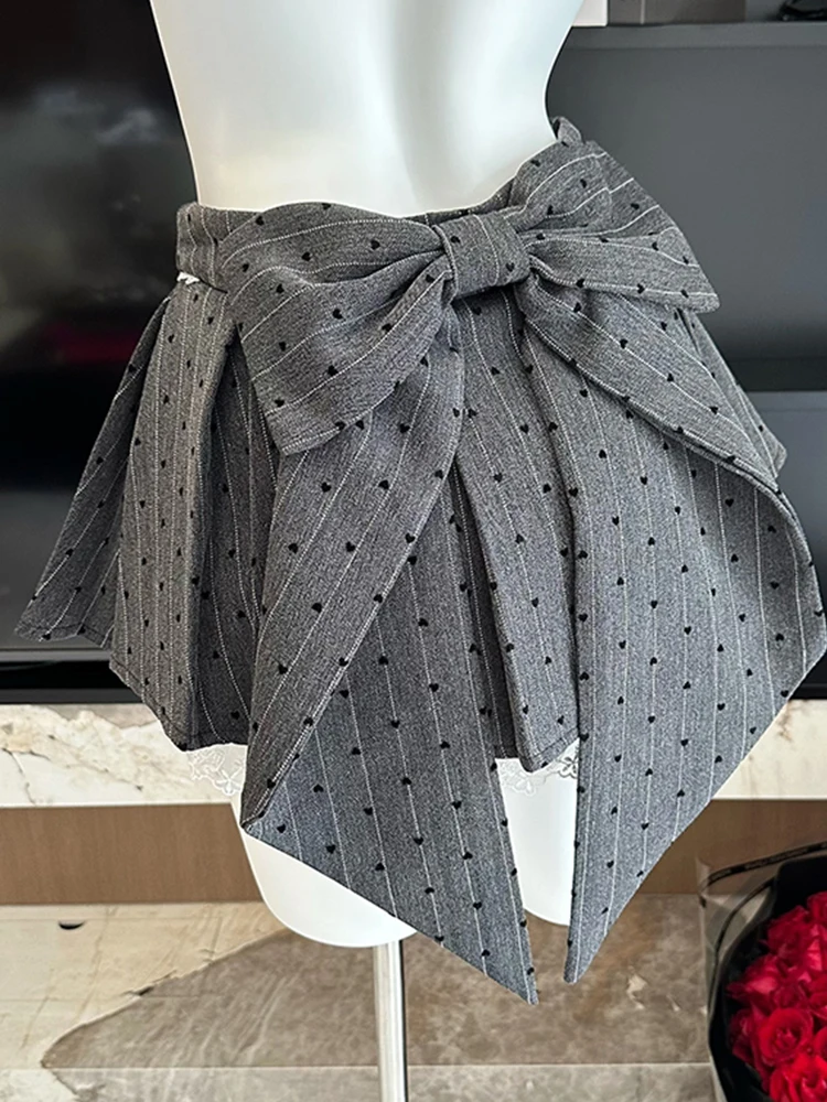 Summer Women Ballet Core Kpop Polka Dot Mini Bow Skirt Striped Y2k Gyaru Lace Patchwork Coquette 2000s Streetwear Korean Design