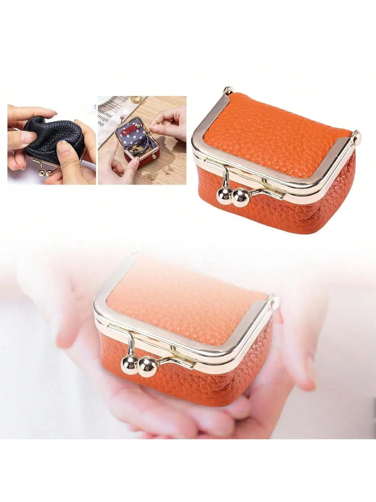 

1Pcs Genuine Leather Mini Jewelry Box, Portable Travel Mini Jewelry Case Organizer, Vintage-Inspired Coin Purse with Kiss Lock,