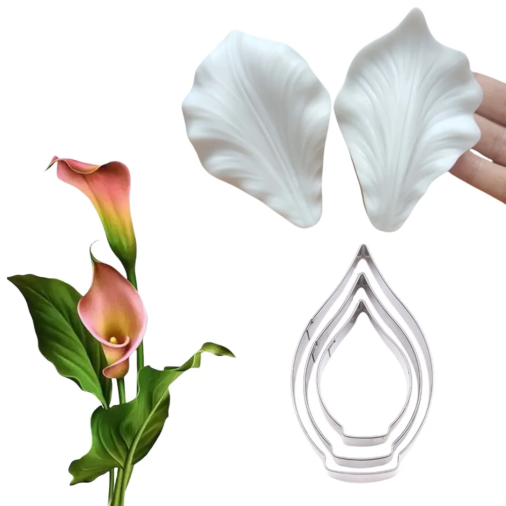 5PCS Calla Lily Flower Veiners &Cutters Silicone Mold Para Chocolate Fondant Cake Decorating Tool Sugar формочки для печень