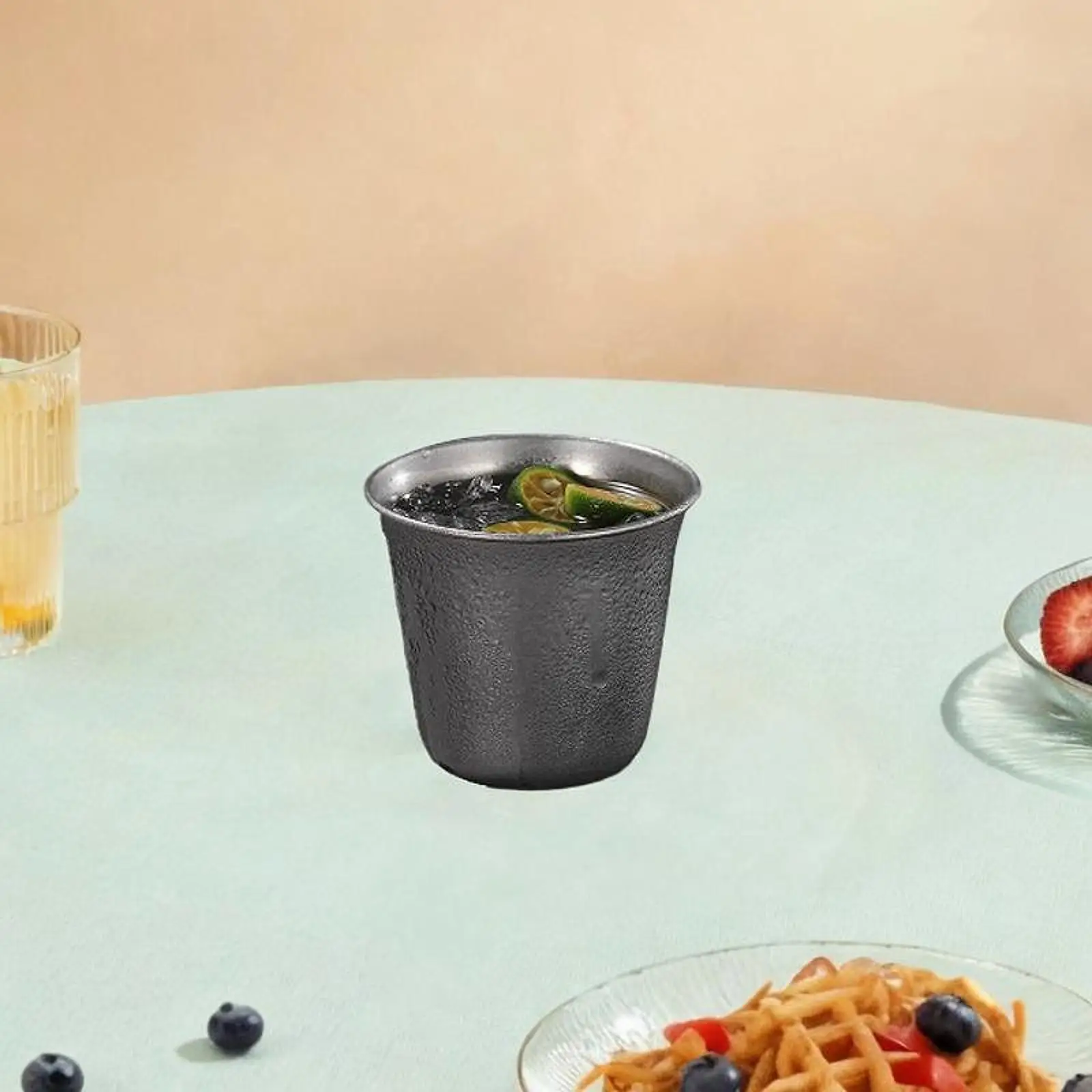 كوب للتخييم من الفولاذ المقاوم للصدأ للشرب، محمول وقابل لإعادة الاستخدام وجدار واحد 300 مل #3