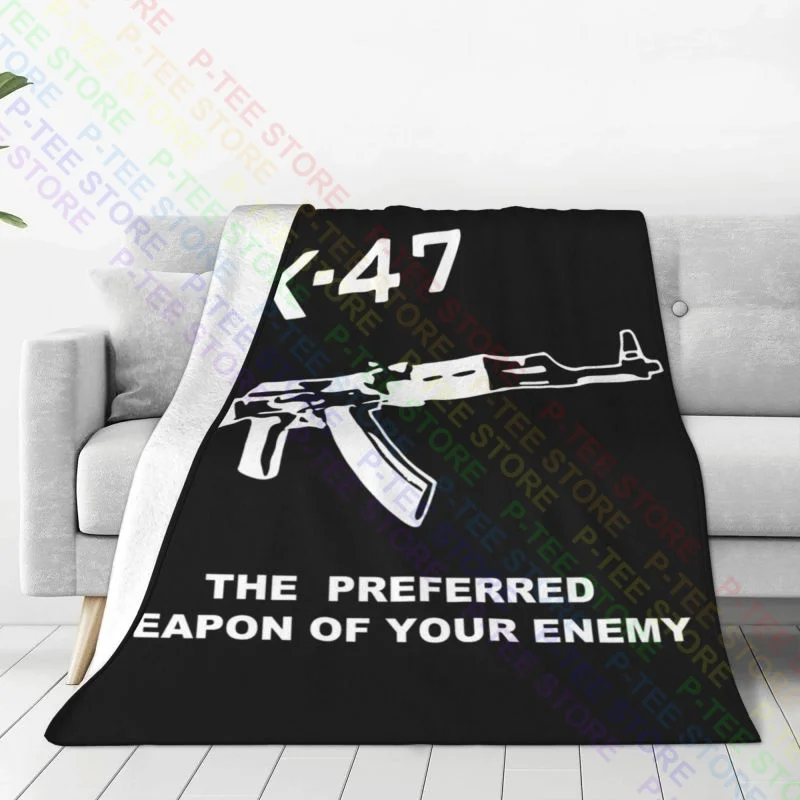 Ak-47 Preferred Weapon Your Enemy Logo Blanket Thick New Style Microfiber Faux Fur Throw Home Decotation