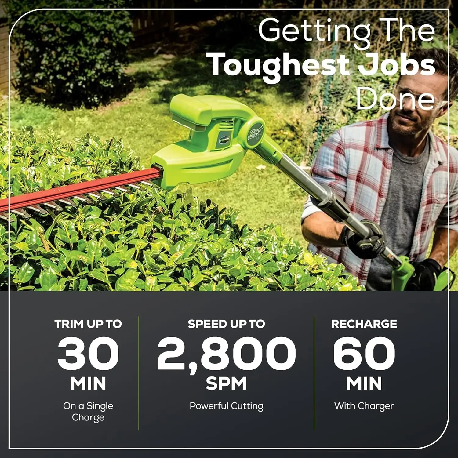 

40V 20" Cordless Pole Hedge Trimmer, 2.0Ah Battery and Charger Included