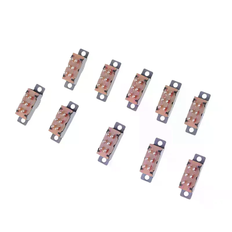 /TPz/2 Position DPDT 2P2T Panel Mount Vertical Slide Switch 6 Pin 0.5A 50V DC 10 Pcs