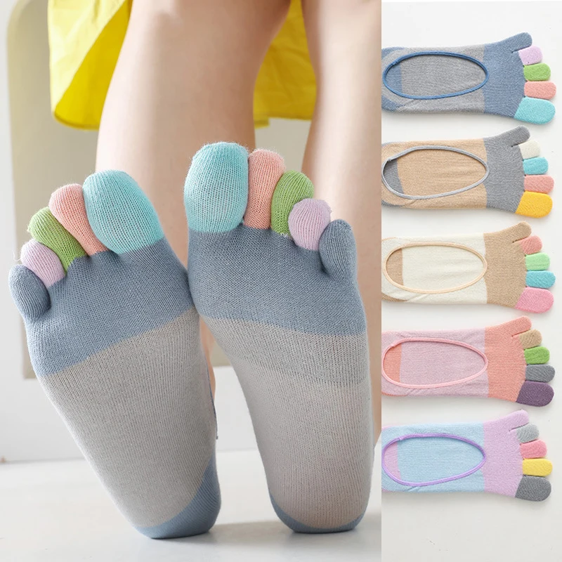 Summer New Five Fingers Women Socks Colorful Soft Cotton Shallow Casual Socks Split Toe Sports Socks kawaii Harajuku Toe Socks